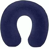 Amazon Basics - Cilindrico Cuscino per il collo, in memory foam, 1 unità ,confezione da 1, Blu navy