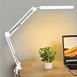 SKYLEO Lampada da Scrivania a LED - Lampada LED da Tavolo con clip - Lampada LED per la cura degli occhi - 3 modalità di luce x 10 livelli di luminosità - Bianco