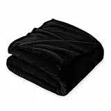 FARFALLAROSSA Coperta Plaid Pile, Coperta Divano 130 x 160 cm Flanella, Coperta Letto Singolo Calore Morbida - Nero