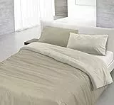 Italian Bed Linen Natural Color Parure Copripiumino con Sacco e Federe, 100% Cotone, Tortora/Panna, Matrimoniale, 3 unità