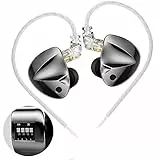 KZ D-FI Orecchio Cuffie monitor a 4 livelli, auricolari HiFi suono stereo Wired cancellazione del rumore auricolari Bass Earbuds (Senza microfono Con interruttori)