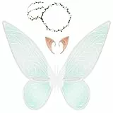 ZWOOS Ali di Fata Adulti, Ali di Fata Bambini Ali di Farfalla Ali di Fata con Orecchie di Fata Corona di Fiori, Applicare Halloween Costume Accessori Carnevale Fata Partito