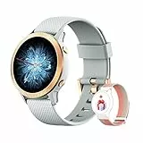 IOWODO R8 Smartwatch Donna,Orologio Fitness Donna 1,09' Impermeabil IP68 con Saturimetro (SpO2) Cardiofrequenzimetro Contapassi Cronometro,Meteo,sonno,Fitness Tracker per Android iOS(2 Cinturini)