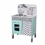 Teamson Kids Little Chef Set da Cucina Giocattolo interattivo Contemporaneo in Legno con Gambe Regolabili in Altezza Gioco di Imitazione Blu/Bianco TD-13554B
