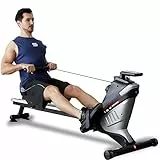 ISE Vogatore per Casa, Sistema Magnetico, 8 Livelli di Resistenza, Guida di Scorrimento in Alluminio, Salvaspazio, per Fitness Allenamento, Silver