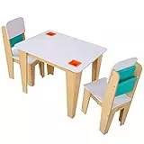 KidKraft Set Tavolo con 2 Sedie in Legno per Bambini, Tavolino e Sedie con Tasche Portaoggetti, Mobili per Cameretta e Sala Giochi per Bambini, 20353