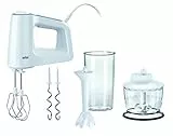 Braun HM3135 MultiMix 3 Sbattitore Elettrico, Mixer ad Immersione, Impugnatura Antiscivolo, 5 velocità+Turbo, Dotata di 5 Accessori, Leggero, Sistema Easyclick, Potenza 500W, Plastica, Bianco