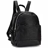 RAVUO Zaino Donna, Borse a Zainetto Borsa Zaino in PU Pelle Casual Zaino Bambina Borsa Zaino Donna Elegante per Scuola Viaggio Shopping con Due Scomparti Nero