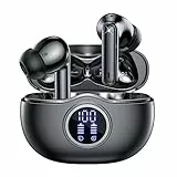 WHYKJTEK Cuffie Bluetooth, Auricolari Bluetooth 5.3 Cuffie Wireless in Ear with Hi-Fi Stereo e Cancellazione Rumore Mics, IP7 Impermeabili Cuffie Senza Fili