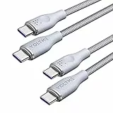 VOLTME Set di 2 Cavo USB C a USB C PD 5A 100W Nylon Intrecciato 1.0m, RUGG USB-C Tipo C Cavo di Rapida Compatibile con MacBook, MateBook pro, Pixel 7/6 Pro/5/4XL, iPad Pro, Galaxy, ecc. (grigio)
