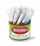 Pennarelli Colorito Maxi Fibracolor, barattolo 48 pezzi, punta grossa, 4 pezzi per ciascuno di 12 colori diversi, superlavabili