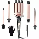 Ferro Arricciacapelli Professionale Set 3 Tubi Piastra Beach Wave Capelli Onde Capelli Ceramica con Adatto a Tutte Le Acconciature
