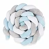 Totsy Baby Cuscino decorativo 150 cm - cuscino coccoloso soffice intrecciato Blu-bianco-grigio