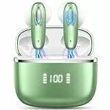 ROMOKE T19 Cuffie Bluetooth, Auricolari Bluetooth 5.3, Cuffie Wireless Stereo HiFi con 4 HD Mic, ENC Cancellazione Rumore Cuffie Senza Fili con Display LED, 40 Ore Auricolari Wireless(verde)