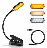 OUILA Lampada da Libro con Pinza Portatili Luce Lettura Ricaricabile USB LED Lampada Lettura con Clip Dimmerabile 360° Flessibile per E-Reader/Kindle/Studio/Letto/Tablet/Computer/Viaggio (16 LED)