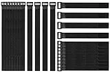 24 cinghie regolabili riutilizzabili per cavi, con gancio e anello, cinghie di fissaggio lunghe, cinghie di fissaggio per cavi per PC, organizer per cavi (31 cm e 51 cm)
