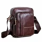 BAIGIO Borsello Uomo Pelle Marrone Borsa a Tracolla Vintage Borsa a Spalla Piccola Crossbody Bag Casual