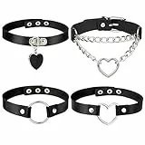 Collane per Donna, Comius Sharp 4 Pezzi Collana Girocollo in Pelle PU Girocollo Punk con Borchie Girocollo in Pelle