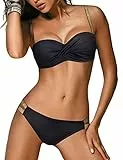 UMIPUBO Costume da Bagno Donna Due Pezzi Push Up Costumi da Mare Donna Bikini Sexy Spiaggia Beachwear Swimwear con Cintura Classico Vestiti da Spiaggia Mare Estate(Nero, M)