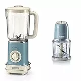 Ariete 568 Frullatore Vintage - Frullatore con 500 watt e tazza graduata da 1,5 litri, 2 velocità + pulse, colore Celeste pastello & 438, Tritatutto Vintage, Tritaghiaccio, 2 velocità