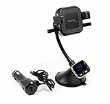 Technaxx Germany Caricabatteria per auto wireless Bluetooth Trasmettitore FM Funzione vivavoce Porta USB 10W Ricarica a induzione Supporto per telefono Supporto universale per auto FMT1200BT