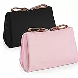 Aucuu Borsa da Toilette da Viaggio, 2 Pezzi Portatile Beauty Case da Viaggio Donna, Piccola Borsa Cosmetica in Nylon, Impermeabile Organiser per Cosmetici, Trousse Trucchi con Cerniera