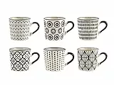 H&H 6 tazze caff in stoneware e pietra decoro vhera cc90