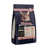 Marchio Amazon - Lifelong - Alimento secco per gatti adulti con salmone fresco, ricetta senza grano - 3kg