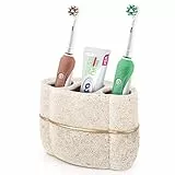 Lewondr Portaspazzolino, 3 Slot Porta Spazzolini da Denti per Bagno Supporto per Dentifricio, Porta Spazzolino Elettrico, Versatile Organizer per Bagno per Spazzolino Dentifrico Rasoio - Cachi