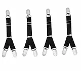 UPSTORE 2 paia in metallo regolabile elastico reggicalze bidirezionali con fibbia a becco di anatra antiscivolo, calze a clip per fissare bretelle camicie e rimanere titolare (stile Y nero)