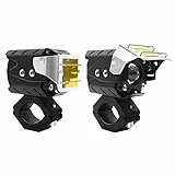 MONDEVIEW Faretto LED Moto Anteriori 9000LM 90W 6000K Spotlight Faro con 4 Modalità di Anabbaglianti e Abbaglianti Bianco Ambra 3000K Luci Aggiuntive per Antinebbia SUV ATV Trattore Fuoristrada