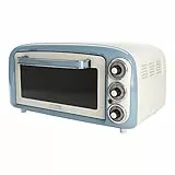 Ariete Forno Vintage 979, Forno Elettrico con 3 Posizioni di Cottura, Forno per Pizza da 30 cm, Temperatura Max 230°C, Timer, Griglia in Acciaio Inox, 1300W, Celeste