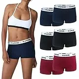 GoVIA Mutande Donna Boxer Culotte Cotone Pacco da 6 Nero Magenta Blu Navy M