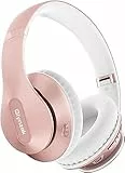 Glynzak Cuffie Wireless Bluetooth 5.3, 65 Ore Di Riproduzione Stereo HiFi con Microfono e 6EQ modalità, Pieghevole Over Ear per Viaggio Smartphone Computer Portatile Rose Gold
