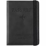 Sciphylia Porta Passaporto Custodia Passaporto da Viaggio con Blocco RFID Pelle PU Portadocumenti Viaggio Accessori Utili Con Multifunzione Durable and Comfortable (Nero)