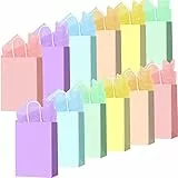 Larcenciel 12 Pezzi di Sacchetti Regalo con 12 Fogli Carta Velina, Sacchetti di Carta Colorate con Maniglie, Borsa Regalo Piccola Arcobaleno per Compleanno, Matrimonio, Baby Shower, Vacanze