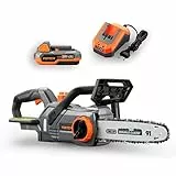 Motosega a batteria 20V FUXTEC FX-E1KS20 – con batteria e caricatore – lunghezza di taglio 24 cm (10 pollici) velocità della catena di 5m/s – leggera e compatta