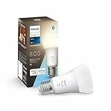 PHILIPS Hue White Lampadina LED Smart, Bluetooh, Controllo Vocale E27, Luce Bianca Calda, Dimmerabile, 9W