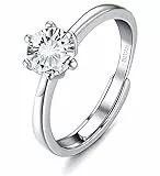 KALVICA Anello Donna Argento 925 Regolabile,Anello di Fidanzamento Anello Solitario Donna Zirconi Anniversario Matrimonio Promessa Anello Argento FEDI Nuziali Gioielli Donna