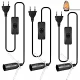Delamiya 3 portalampada E14 con interruttore, 230 V, 60 W, attacco per lampada di sale con cavo di alimentazione da 1,8 m, anello a vite, spina europea, base per lampada, camera da letto, soggiorno,