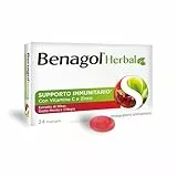 Benagol Herbal Gusto Menta e Ciliegia, Integratore Alimentare, con Vitamina C e Zinco per Supportare il Sistema Immunitario, 24 Pastiglie