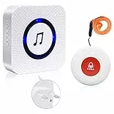 ChunHee Wireless Pulsante Chiamata Emergenza/Cercapersone per Anziani/Pulsante Emergenza per Anziani/Sistema Assistenza per Pazienti Ricezioner di 55 Tipi Musica 4 Tipi Volume