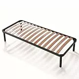 EVERGREENWEB Rete Letto Singolo 80x190 a Doghe in Legno con 4 Piedi Smontabili, Struttura portante in Ferro Rinforzata, Base da Incasso per Tutti Tipi di Letti e Materassi - Modello Apple