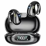 Cuffie Bluetooth, Auricolari Bluetooth 5.3 con Mic Stereo Design dell'orecchio a Clip Cuffie Senza Fili IP7 Impermeabile 36 Ore di Riproduzione, Cuffiette Bluetooth Sport con LED Display Nero(2023)