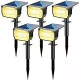 LOTMOS 5Pcs Faretti Solari a Led da Esterno, 72 LED Lampade Solari da Giardino 3 Modalità IP67 Impermeabile Luce Solare Faretto LED da Esterno Solare per Cortile, Patio, Vialetto, Alberi