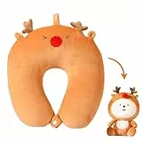 Vegena Cuscino da viaggio per bambini, a forma di U, cuscino cervicale 2 in 1, cuscino da viaggio, per adulti, bambini, animali da viaggio, per aeroplano, campeggio, viaggi, sonno