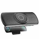 AGPTEK Vivavoce Auto Bluetooth 5.0 con Siri Assistente Comandi Vocali di Google Altoparlante Kit e Scheda TF Supporto per Aletta Parasole Connessione Automatica, Nero