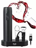Aygo Cavatappi Elettrico, Ricaricabile 5 in 1 Wine Opener, con base, tagliafoglio, ventilatore, pompa sottovuoto, tappo per vino, idea regalo per uomini