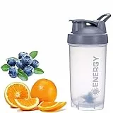 KHAOP Shaker per proteine da 400 ml, bottiglia shaker per proteine da 500 ml, senza BPA, portatile, per integratori sportivi, per frullati proteici, lavabile in lavastoviglie (grigio)