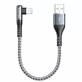 BLACKSYNCZE Cavo iPhone Corto 30CM [Certificato MFi] Caricatore iPhone Carica Rapida Nylon 90 Gradi Cavo Lightning Compatibile con iPhone 14 13 12 11 Pro Max XR XS Max X 8 7s 6s 6 Plus 5s 5 SE 2020